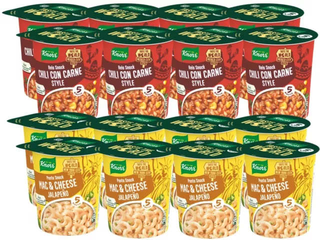 16x Knorr Travel The World Snack-Becher (8x Mac & Cheese, 8x Chili con Carne)