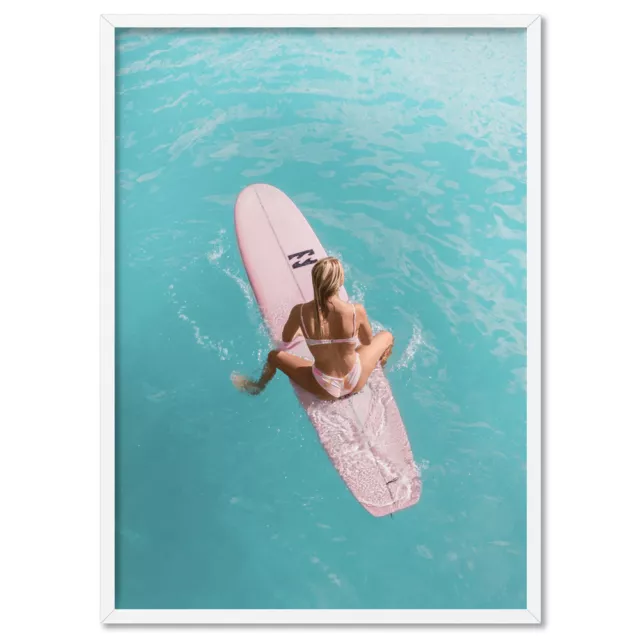 Surfer Girl Poster. Woman Surfboard Aerial Ocean Photography Art Print | BOC-57
