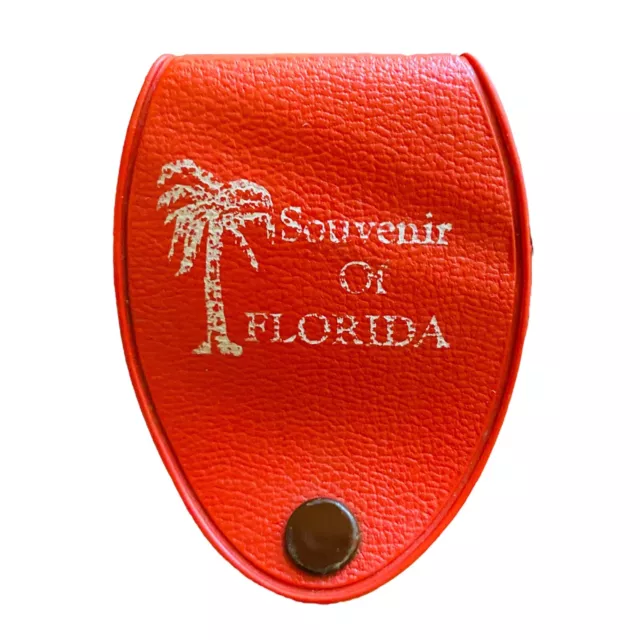Vintage Souvenir Of Florida Pocket Magnifying Glass Red Pouch Holder Cover 815