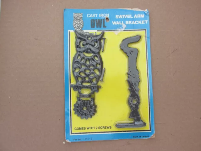 Vtg Owl Cast Iron Swivel Wall Bracket (#3451C)  6 " Hook ~ New in Package