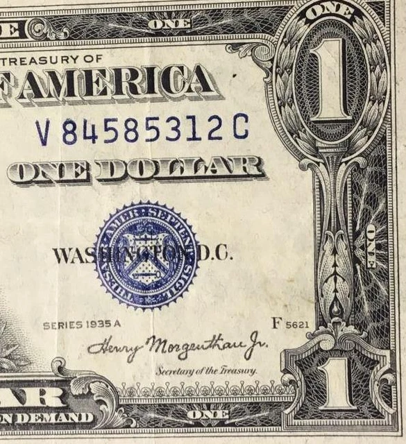 1935A $1 Blue SILVER Certificate Choice VF! Crispy! X5312 Old US Paper Currency!