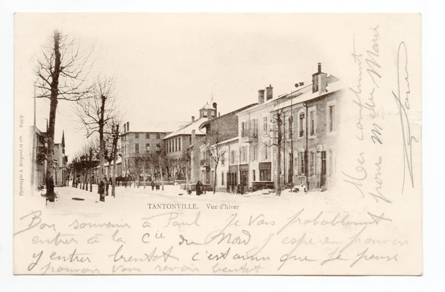 TANTONVILLE Meurthe & Moselle CPA 54 A Winter View Street Cloud Map 1900