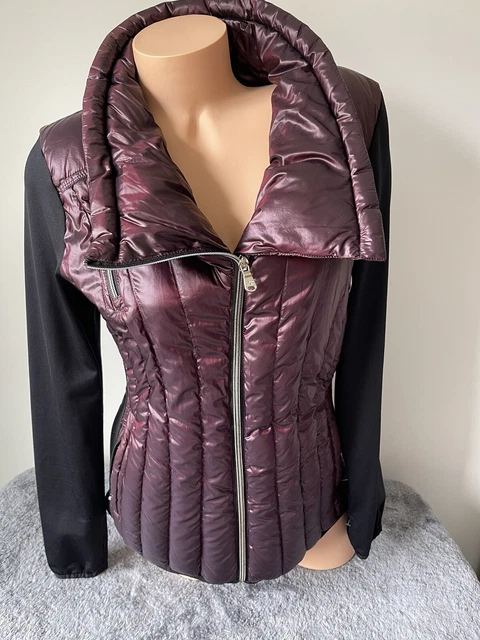 Calvin Klein puffer jacket Womens L Coat Down purple black urban 3020 headphone