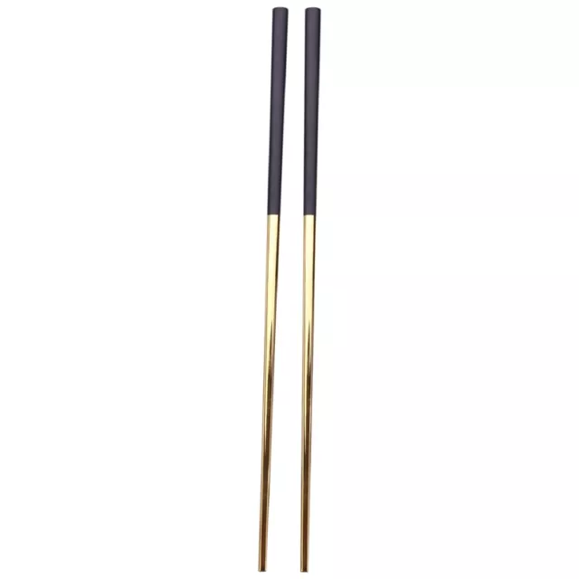 5 Pairs Chopsticks Stainless Steel Chinese Gold Set Black Metal Chop Sticks3517