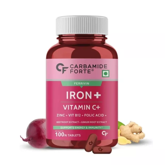 Carbamide Forte Hierro + Vitamina C + Ácido Fólico Para Unisex 100 Tabletas