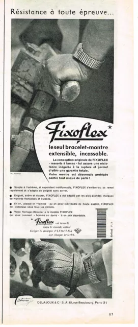 PUBLICITE ADVERTISING 0314   1959  FIXOFLEX     bracelet montre
