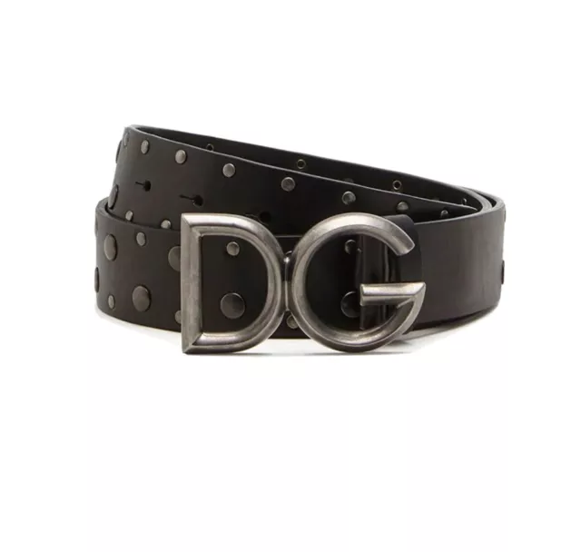 Dolce gabbana Belt 42/105 Dolce & Gabbana DG Blk leather belt Silver Buckle 42/1