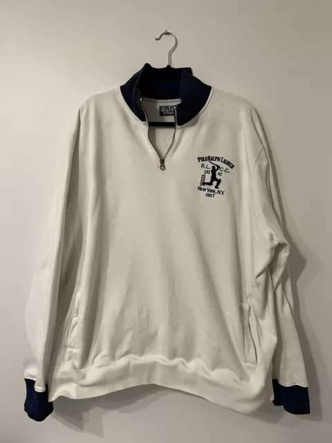 Polo Ralph Lauren R.L Cricket Club Sweater 1/4 Zip White Size 2XL XXL