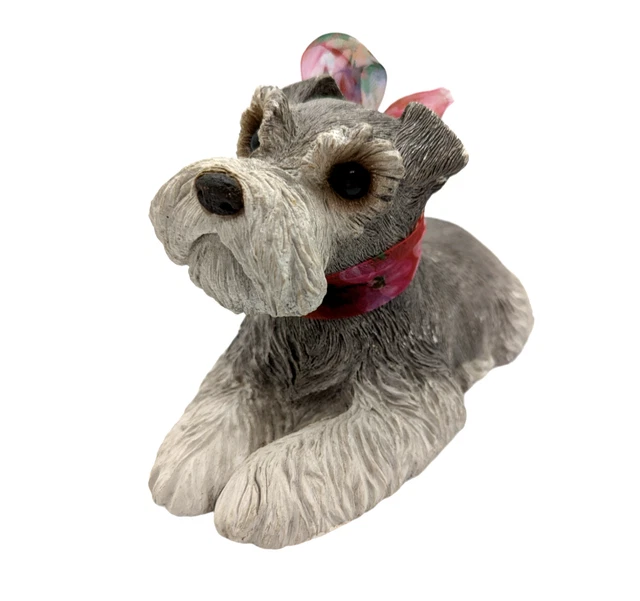 Vintage 1981 SANDRA BRUE Sandicast Schnauzer Dog Sandstone Sculpture 9 X 5