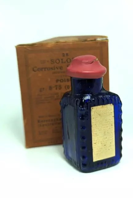 Triloids Cobalt Blue Poison Bottle-labels Packaging Directions! Wellcome