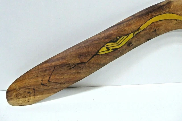 Snake Bumerang AUSTRALIAN ABORIGINAL BOOMERANG Ochre Painted Snake Serpent Waradjuri ...