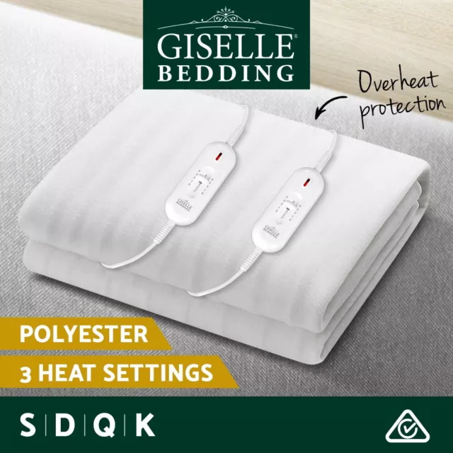 Giselle Electric Blanket Queen Heated Fitted Washable Pad Winter Warm Single/K/D