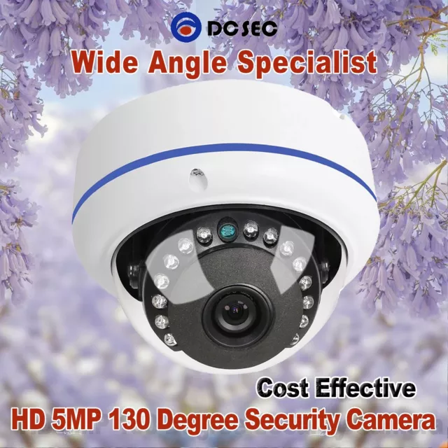 HD 5MP 130 Degree Wide Angle Dome CCTV Camera Indoor Home AHD TVI CVI Fisheye IR