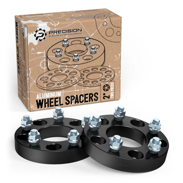 2pc 1.25" Thick Black Wheel Adapters Spacers | 5x4.5 to 5x5 | 12x1.5 Studs Nuts