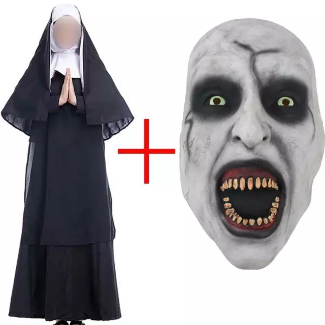 COSTUME SUORA THE Nun vestito halloween completo carnevale horror