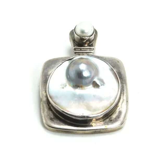 Sterling Silver Large Blister Pearl Pendant