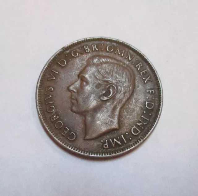 1938 Australia King George VI Large One Cent Penny Kangaroo Coin