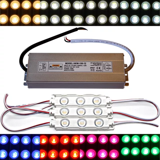 100x LED Module + 150 Watt Alimentation - 12V 5730 Puce Blanc Chaud Rose Rouge