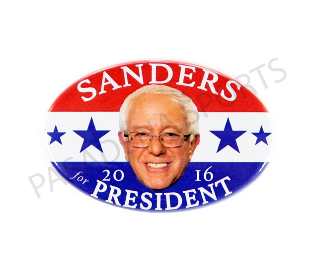 2016 BERNIE SANDERS for PRESIDENT OVAL CAMPAIGN BUTTON b108s