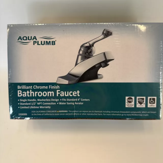 Aqua Plumb Single Handle Bathroom Faucet  4" Center Set Chrome ADA Compliant