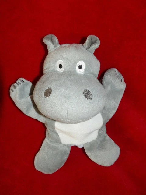 Doudou Peluche Marionnette Maisons Du Monde Hippopotame Gris Blanc
