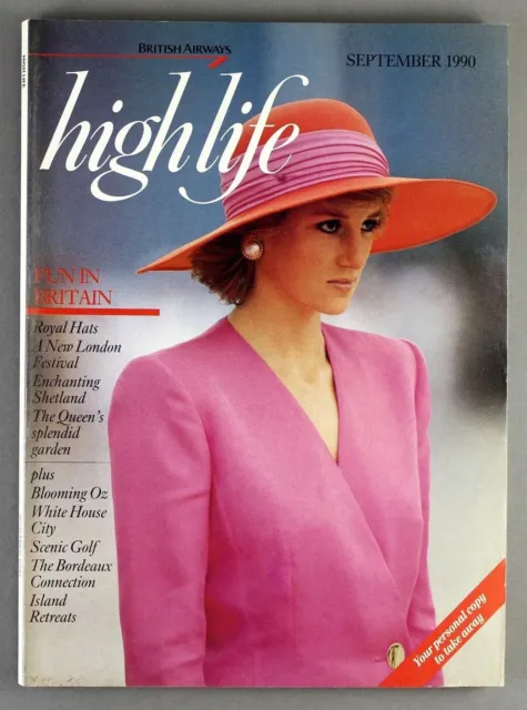 British Airways Highlife Airline Inflight Magazine September 1990 Princess Diana