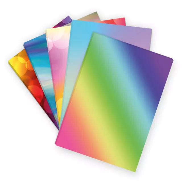 50 Blatt Papier MIX 5 x 10 Bunt Regenbogen Motiv Set DIN A4 Briefpapier