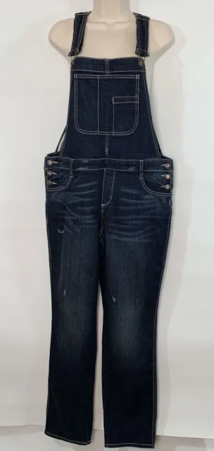 NWT ARIZONA Jeans Women's L Carpenter Bib Titan Denim Overalls, Dark Wash