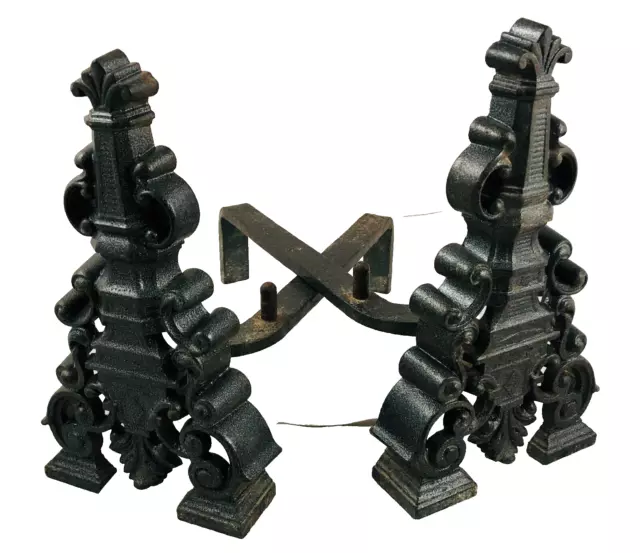 Cani da fuoco neri vintage decorati ferro depongono 363 Francia grande