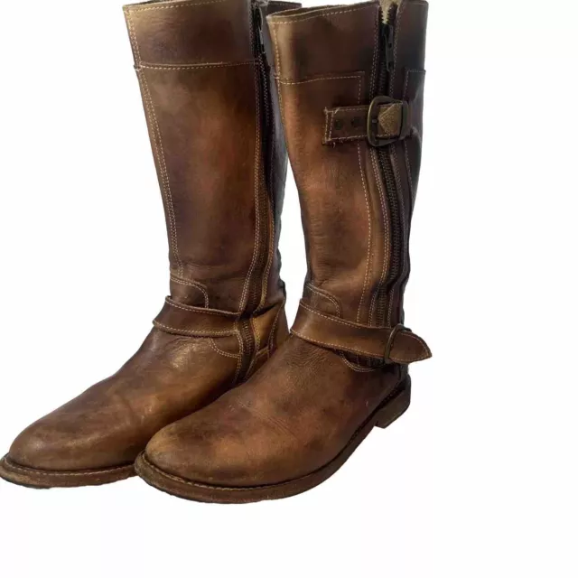 BED STU Cobbler Series 1913 Handmade Rustic Leather Boots Women Size 9 Tan/Brown
