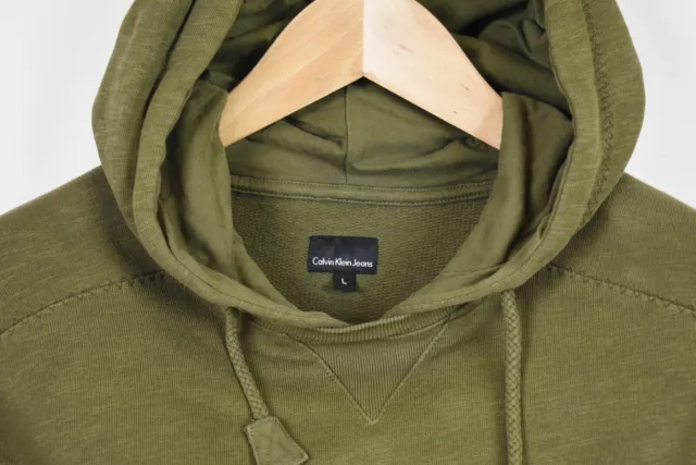 Calvin Klein Jeans Felpa con Cappuccio Uomo Grande Verde Militare Melange Felpa 4