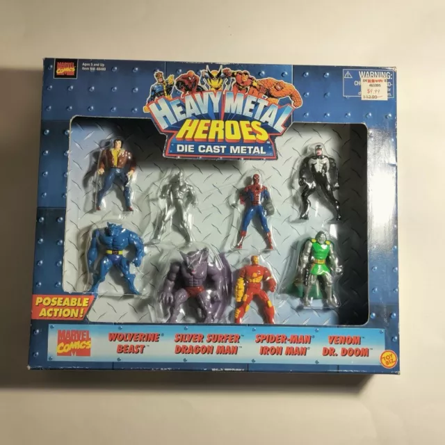 Sealed Marvel Heavy Metal Heroes 8 Die Cast Metal Action Figures Iron Man/Venom