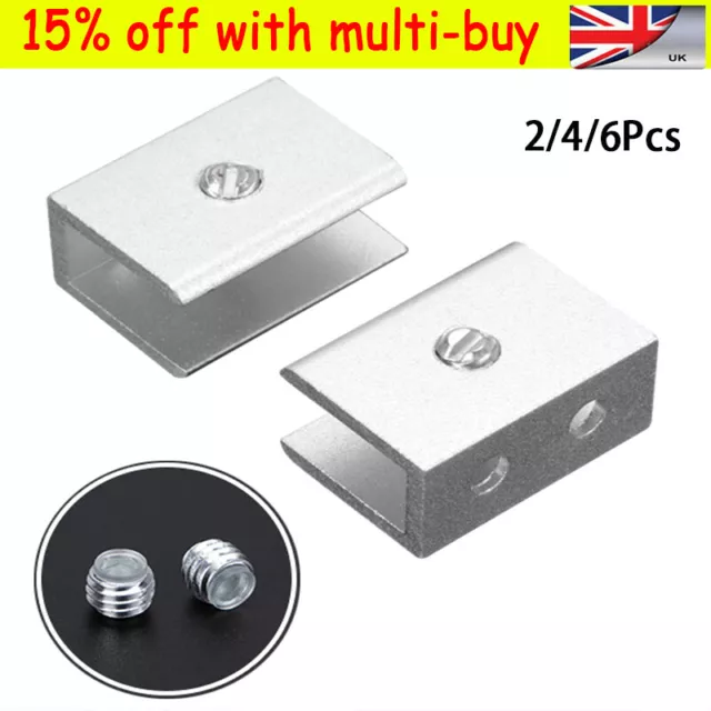 2/4/6X Glass Clamp Clips Bracket Fr Handrails 6-8mm Aluminum Glass Holde IL