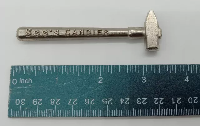 Vintage See's Candies 1950s Novelty Toffee & Candy Hammer Miniature 3.5" Metal