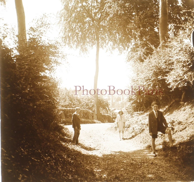 Famille Paysage c1920 Photo Plaque verre Stereo Vintage V33L18n6