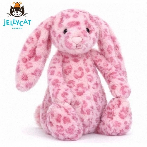 NWT-JELLYCAT HOPSCONE LUXE Pink Leopard Print Bunny Plush Soft Toy with ...