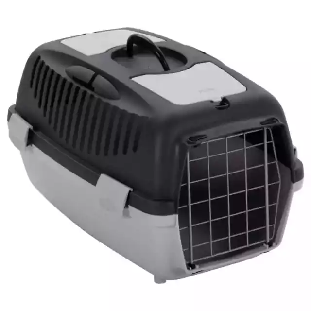 Cage de transport animaux de compagnie gris noir 55x36x35 cm PP , Cages de trans