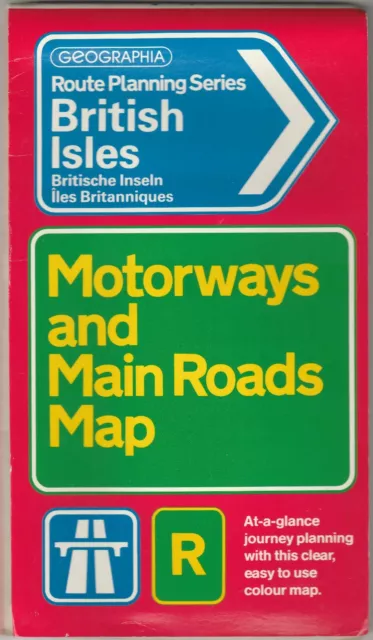 Geographia Route Planning Series British Isles Motorways + Main Roads Map 1986 