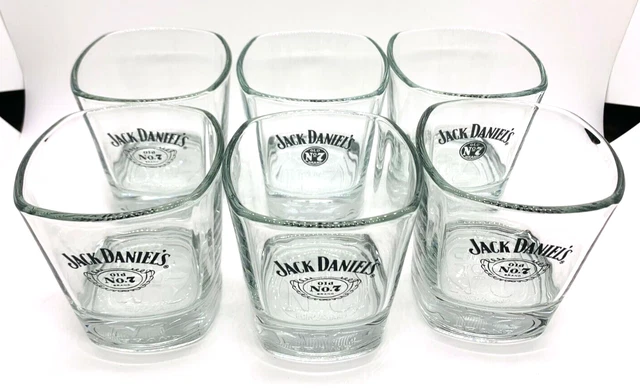 6 JACK DANIELS Whiskey Old No 7 Lowball 8 oz Square Tumbler Rocks Heavy Glass