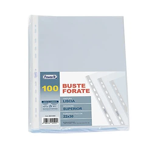 Favorit Enveloppes perforées brillantes épaisseur 22 x 30 cm 100 pièces trans...