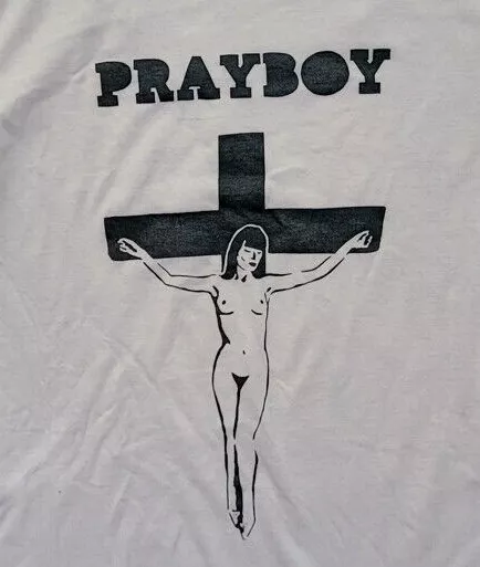 Mens RARE PRAYBOY/PLAYBOY T-Shirt vintage/retro/jesus sexy bunny y2k topless