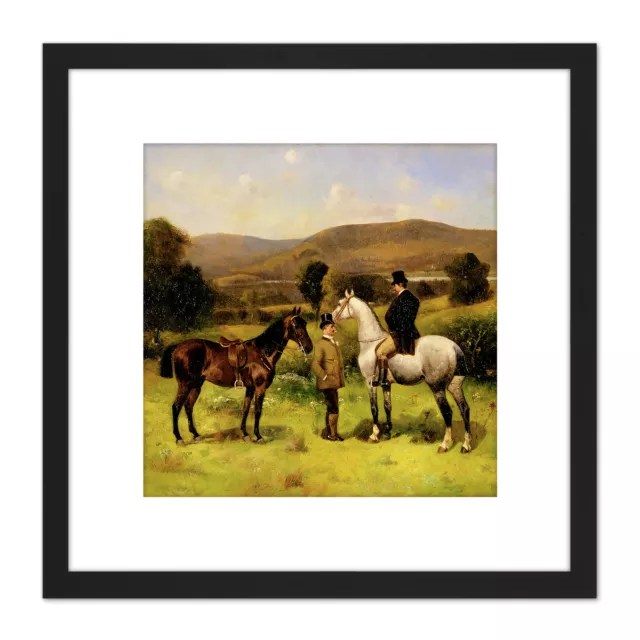 Leighton Two Horses And Riders 1883 Painting Square Framed Wall Art 8X8 In