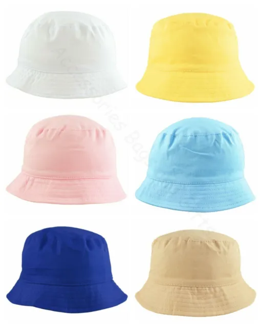 Kids Bucket Hats Sun Hat Summer Cotton Cap Baby Boys Girls 0 Month - 13 Yrs ~abg