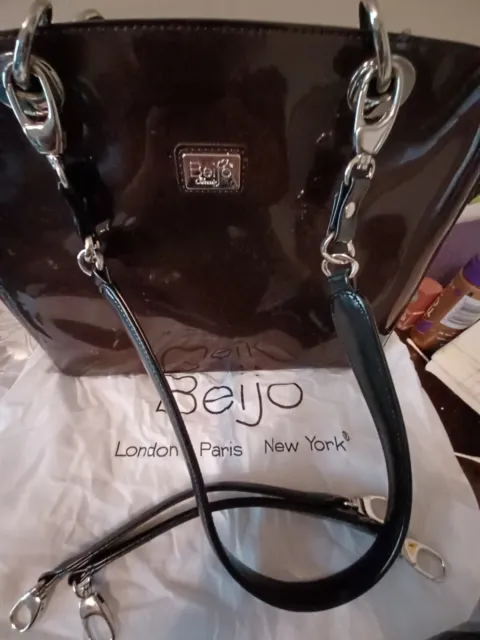 NEW Beijo London Paris New York Mini Patent Leather Handbag Clutch