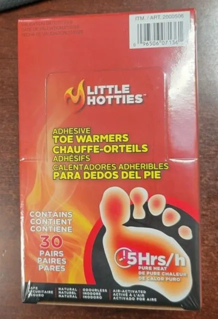 30 Pair Little Hotties Adhesive Toe Foot Warmer Pure Heat Air Activated exp 2027