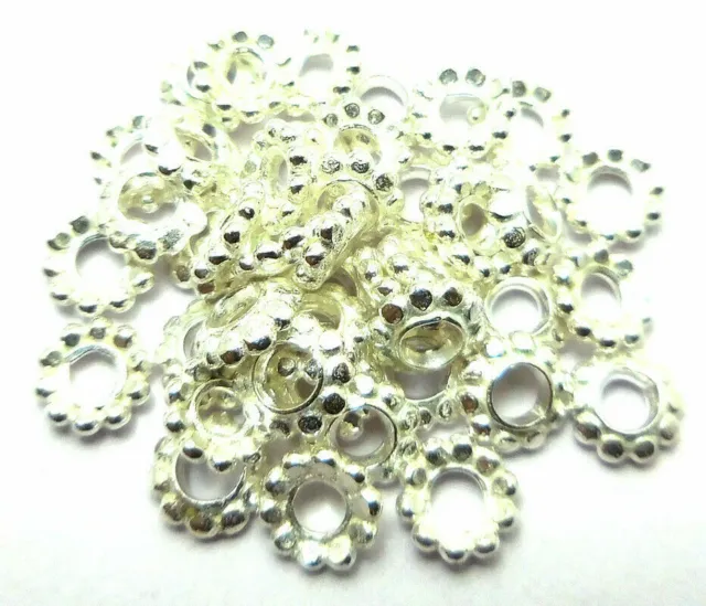 70 Piezas 6MM Cobre Sólido Bali Cuenta Tapa Chapado en Plata de Ley 256 ASH-492