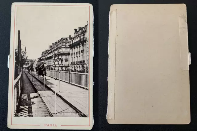 Paris exposition 1900, plate forme roulante Vintage print, carte cabinet. Phot