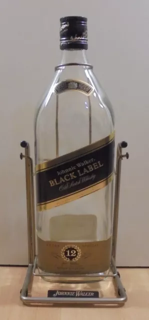 Johnnie Walker Black Label Scotch Whisky Vtg Bottle 4.5Lt With Metal Base