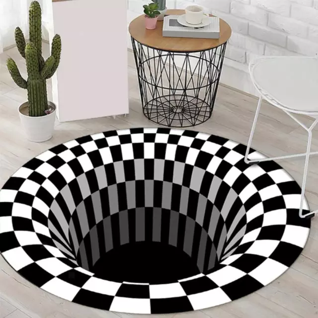 Carpet Living Room Rug Floor Door Mat Home 3D Printed Vortex Illusion Anti-slip