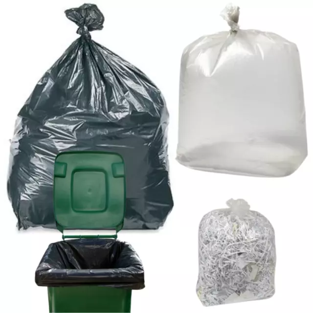 Black & Clear Heavy Duty Waste Refuse Sacks Bags Bin Liners Rubbish 18X29X39''